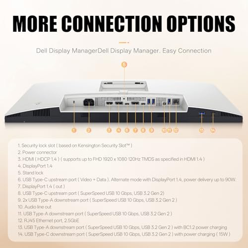 Image of Dell UltraSharp U2424HE Monitor - 24 Inch, Full HD (1080p) 1920 x 1080 at 120 Hz, 16:9 IPS, Computer Monitor Screen with DisplayPort, Type-C, and USB-C Cables -1 Pack (New)