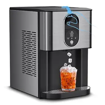 Joy Pebble Nugget Ice Maker Dispenser, Self Dispensing Pellet Ice Maker, 44lbs/24H, 15mins Quick Ice Make, 3.3lbs Ice Storage, Ice Full Indicator, Self-Cleaning, Home, Kitchen, Bar, Party