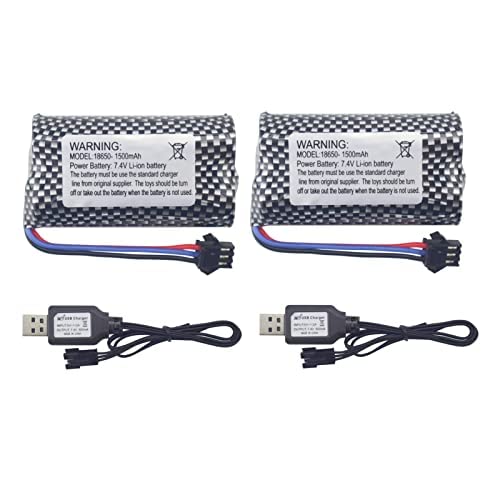 2PCS 7.4V 1500mAh SM-3P Batería de Litio con Cable de Carga USB para DE43 DE60 RC Racing RC Car 1575 Vehículo de construcción Coche de Juguete