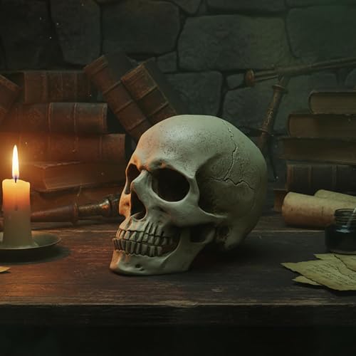 Estatua de Calavera Humana de Resina Realista 7.09 in miniatura 6