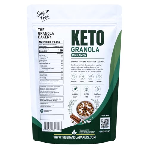 TGB Cinnamon Granola Cereal, Keto Snack, Sugar Free, High Fiber, 2.2lb Bag - image 2