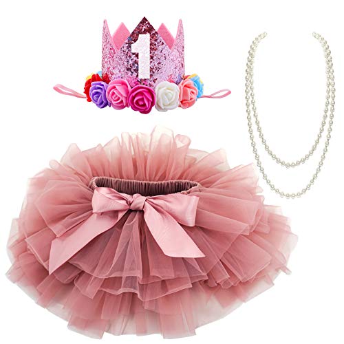 Bgfks Baby Girls Soft Tutu Skirt With Diaper Cover,1St Birthday Party Tutu Skirt Sets (Dusty Rose) #TOP10