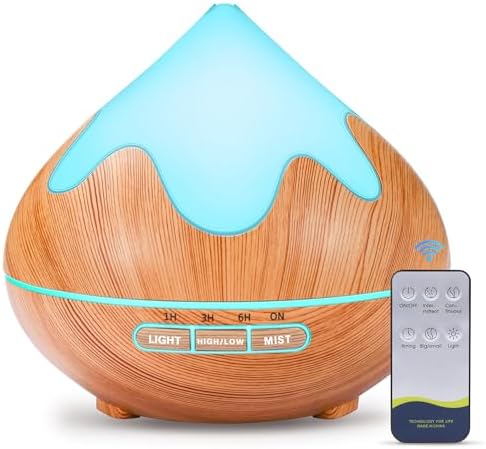 Aroma Diffuser, 500ml Kleiner Ultraschall Aromatherapie Diffusor für ätherische Öle, mit automatischer Abschaltfunktion, Hellbraun