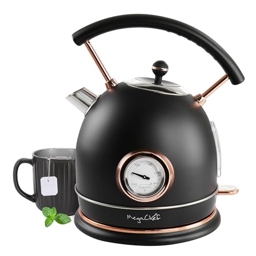 MegaChef 1.8 Quarts Half Circle Electric Tea Kettle in Matte Black