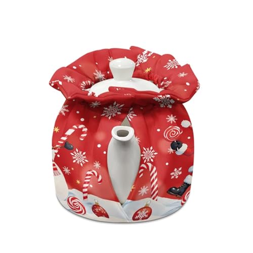 Image of Santa Claus Tea Cozy for Tea Pot Dust Cover with Insulation Pad Snowman Fabri Kettle Cloth Cover Tea Cosy for Kitchen Table Top Decorations for Party Gift for Holiday