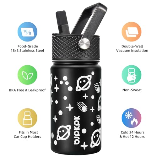 Image of BJPKPK Insulated Water Bottle, 15oz Stainless Steel with Straw Lid