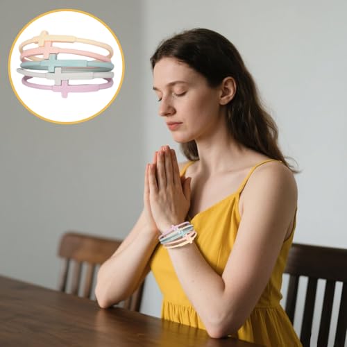 20 Pcs Cross Bracelets Jesus Bracelets Silicone Cross Bracelet Friendship Gift for Women Men3