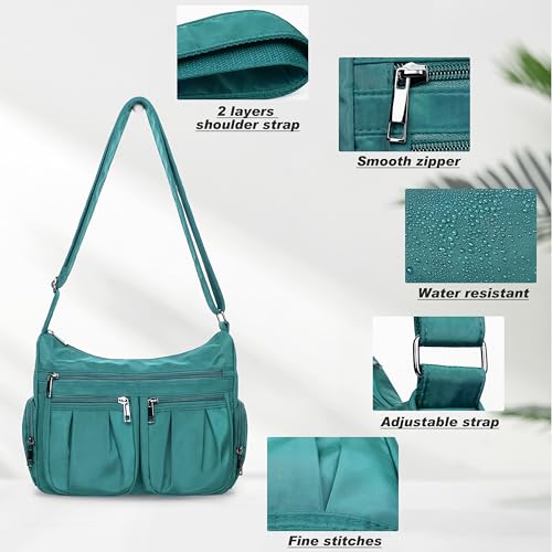 VOLGANIK ROCK Crossbody Purses for Women Shoulder Handbags Lightweight Waterproof Nylon Travel Bag Ladies Pocketbooks(Lake Blue)