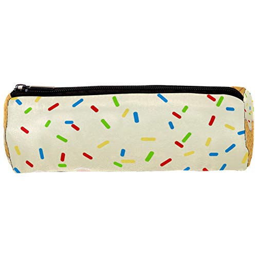 Bolsa de lápices con diseño de oblea de helado que fluye con cremallera para artículos de papelería, viajes, escuela, suministros para estudiantes