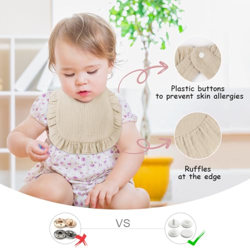Vicloon Baby Bibs, Pack of 3 Soft Absorbent Muslin Neckerchiefs, Drool Bibs - Image 3