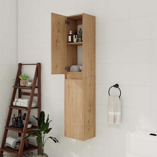 HAALVDE 12 Inch Slim Bathroom Storage Cabinets Combo, 2 Floating Bathroom Side Cabinet for Small Spaces, Bathroom Wall Cabinet with Soft Close Doors, Bathroom Side Cabinet Wall Mounted