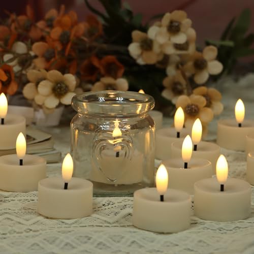 Image of Flameless LED Tealight Candles, Battery Operated Fake LED Lights Electric Flickering Tea Lights for Wedding Party Halloween Christmas Party Theme Party, Holiday Decor Home Decorations, Set of 50