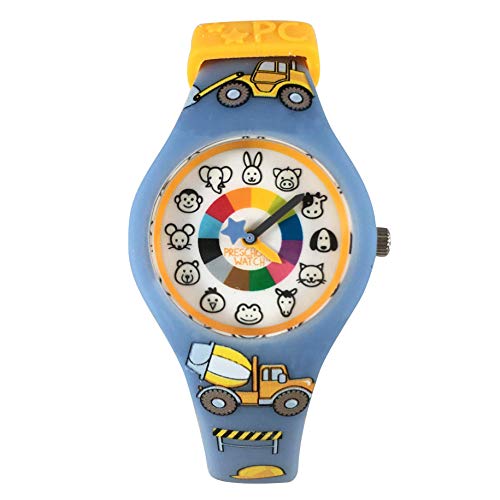 Trucks Preschool Watch - The Only Analog Kids Watch Preschoolers Understand! Quality Teaching time Silicone Watch with Glow-in-The-Dark Dial & Japan Movement