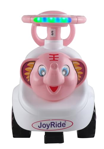 Image of JoyRide Ride on & Car for Kids with Music & Horn Steering, Push Car for Baby with Backrest,Under Seat Storage & Big Wheels, Ride on for Kids 1 to 3 Years Upto 25 Kgs (Elephant, Pink)