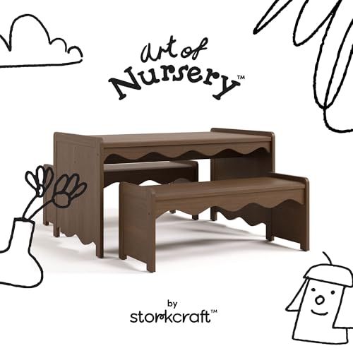 Image of Storkcraft Casablanca Montessori Indoor Kids Table & Bench Set, Hazelnut