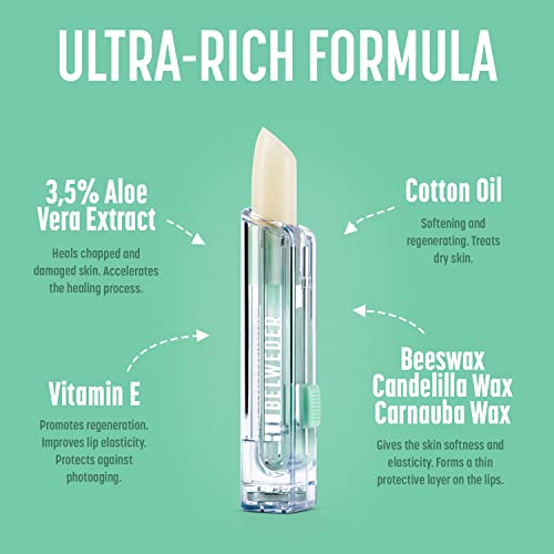 BELWEDER - Protective Lip Balm with Aloe Vera, Vitamin E, Cottonseed Oil - Protection, Moisture and Regeneration of Lips - Transparent Balm for Men and Women - 3.5g Stick – Bild 3