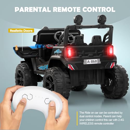 Image of Baybee 4x4 Battery Operated Jeep for Kids, Ride on Toy Baby Car with LED RGB Light & Music, Rechargeable Electric Jeep, Big Battery Car for Kids (Wrangler, Wrangler Blue)