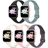 5 Pack Slim Sport Bands Compatible with Apple Watch Band 38mm 40mm 41mm 42mm 44mm 45mm 49mm for Wome
