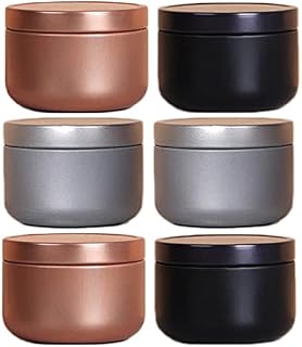 NA 6 Pcs Aluminum Tin Jars Tea Storage Tins Food Storage Case for Tea, Coffee, Cosmetics, Salve, Cream, Candle