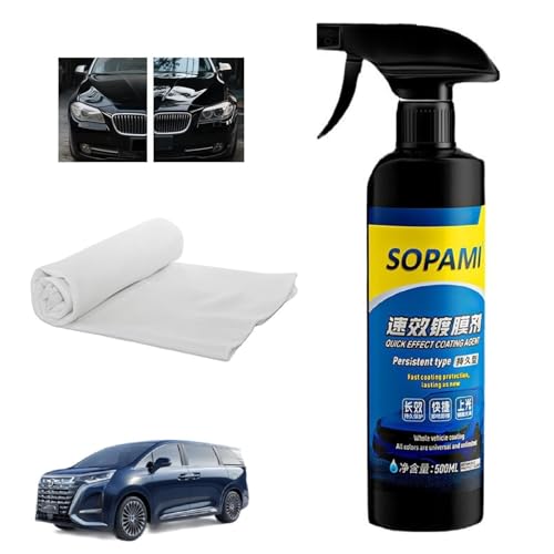 SOPAMI Ceramic Paint Sealant, Car Coating Spray, Ceramic Coating Maximum Gloss & Shine ceramic wax, Quick Effect Coating Agent, Spray Wax Polish for Car Scratches.（500ML）