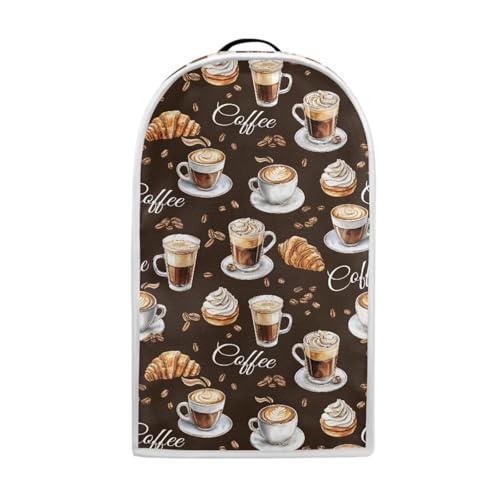 Image of Bread & Coffee Pattern Kitchen Blender Cover Machine Washable Food Processor Dust Cover with Top Handle Machine Washable Small Appliance Protector for Coffee Maker Juicer
