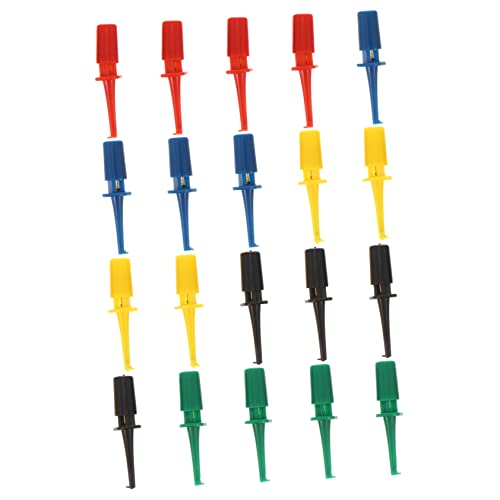 HAWILLOSCH 20個プラスチック製テストクリップ テストフック テスタープローブ 電気測定用 多彩なカラーデザイン 小型電子部品の固定に適したバネ付きクリップ