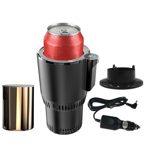 Image of Smart Car Heater & Colder Cups|Car Cup Holder|Quick Thermal Heating Cups|Car Refrigerator Quick Cooling Cups|Suitable for Most Cars (Black+Aluminium Cup)