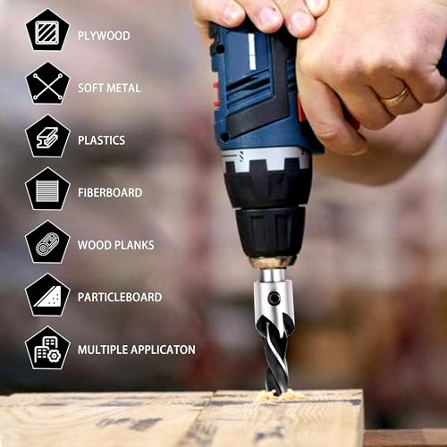 Aimlentool CD-7PCS Countersink Drill Bits Set, 7-Pack High Carbon Steel Countersink Drill Bits thumb #5