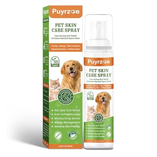 puyrzoe Itch Relief & Hot Spot Spray Treatment for Dogs & Cats - Natural Extract Formula for Anti Itch, Allergy Relief, Stop Scratching, Lickable, Wound Care Spray for All Animals (4.06 Fl Oz)