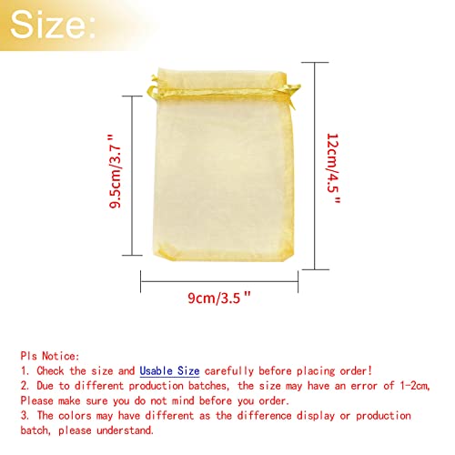 Image of Dealglad 50pcs Drawstring Organza Jewelry Candy Pouch Christmas Wedding Party Favor Gift Bags (3.5x4.5, Golden)