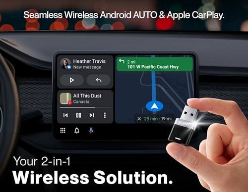 Image of Pixxo Air 2-in-1 Wireless CarPlay Adapter, Android Auto and Apple CarPlay Dongle,WiFi 6 & Bluetooth 5.4, Only for Cars with OEM Installed Wired Android Auto /CarPlay, 1-Year Warranty