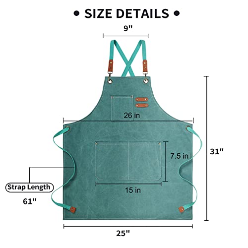 Chef-Apron-Cotton-Canvas-Gardening-Apron-with-Large-Pockets-for-Men-and-WomenKitchen-Cooking-Baking-Bib-Heavy-Duty-Adjustable-Garden-Apron