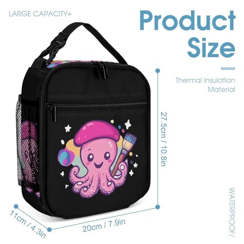 Painters Octopuss Artist Travel Backpack Lunch Box Pencil Case 3Pcs Set for Men Women Office Outing University4
