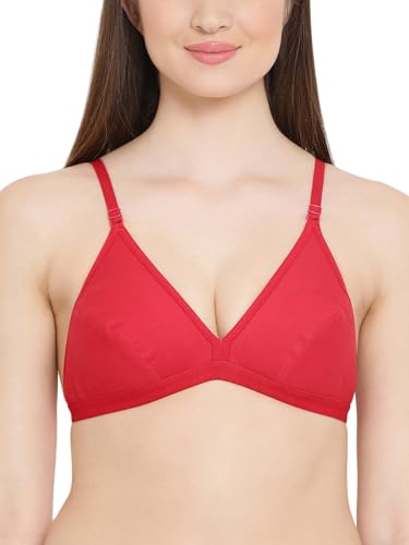 Image of Clovia Women's Cotton Non-Padded Bra in Red