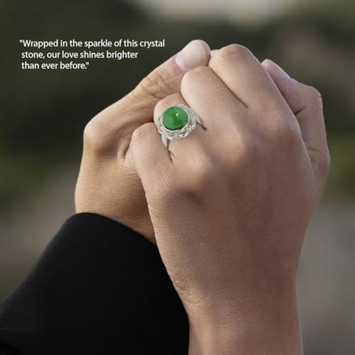 Image of Reiki Crystal Products Natural Original AAA Adjustable Green Jade Ring Genuine Gemstone Ring for Women