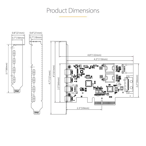 Image of StarTech.com 5-Port USB PCIe Card, USB 3.2 10Gbps, PCI Express Card with 4X USB-C Ports, 1x USB-A Internal Port