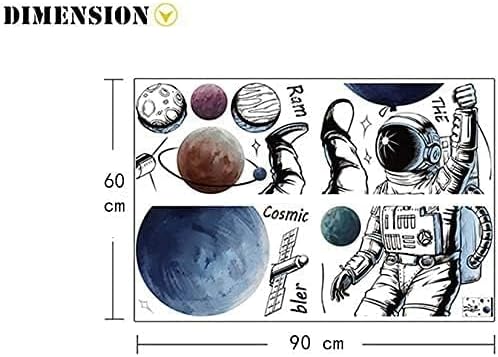Miniatura 7 de Calcomanías de pared de astronauta para dormitorio, como decoración de pared para sala de estar, calcomanías extraíbles para decoración de paredes
