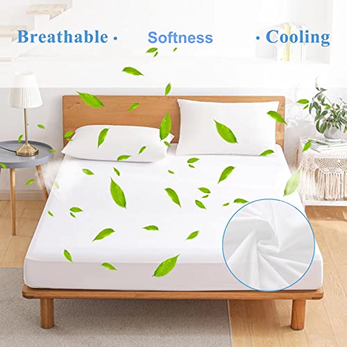 King Bamboo Waterproof Mattress Protector, Cooling And Breathable Mattress Pad Cover, Deep Pocket Bed Cover-Stretch To 21" Fitted Mattress Protection #TOP6