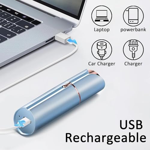 Image of tuokiy Facial Hair Removal for Women, Painless Face Shaver for Womens, Face Razors for Lip, Chin with USB Rechargeable, Blue 3 PCS Heads