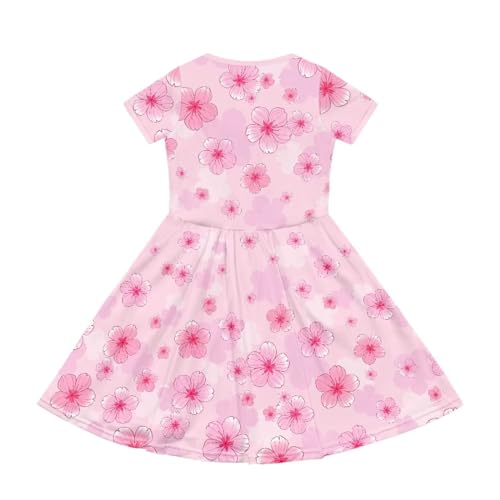 Image of Short Sleeve Dress for Girls with Pockets Cute Toddler Girl Clothes Summer 2-12