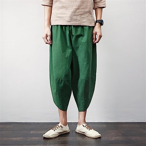 Pantalon 3/4 homme ample contre la chaleur en coton et lin