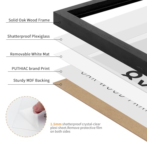 8x8 Black Oak Wood Picture Frame - 8x8 Photo Frame, 8x8 Picture Frame Wood, Natural Solid Wooden Picture Frames for Wall Art Photo and Prints (1 Pack, Black)