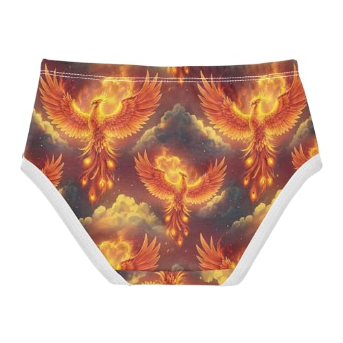 Girls Underwear Toddlers 2t Cotton Panties Little Girl Print Kids Briefs Undies Cool Fire Phoenix Bird Print2