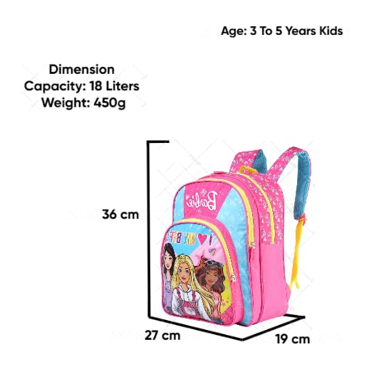 Image of STRIDERS Barbie School Backpack for Kids - Trendy, Lightweight Backpack with Padded Comfortable Straps & Adjustable Compartments - Perfect for Young Learners