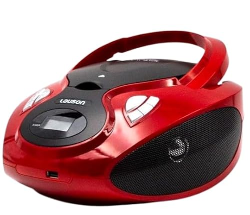 Lauson Radio y Reproductor de CD Portátil con USB | Radio FM | USB y Mp3 | CD Player con Salida para Auriculares 3.5mm | CP629 (Rojo)