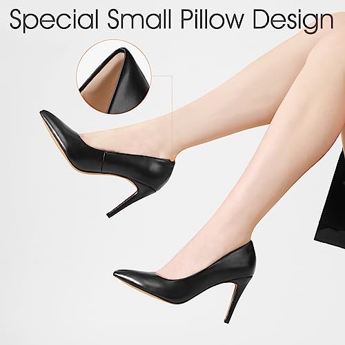 Ankis High Heel Women's Pumps, Black Sliver White Blue Heels Closed Toe, Pointed Toe 4in Stiletto Heel for Women, Comfy Memory Foam Pump Shoe, Party Wedding Work Classic Dressy Casual with Gel Insoles4