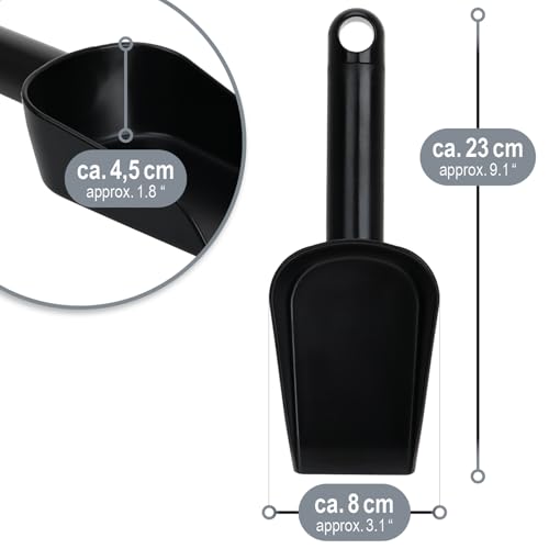 com-four® 2x Futterschaufel zum Portionieren von Tierfutter (23 cm) – Sackschaufel aus Kunststoff - Messschaufel für Haustiere – Abfüllschaufel für Futter und Saatgut