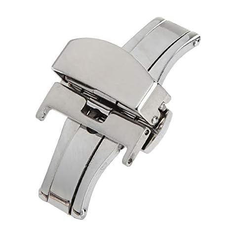 GREENLANS Watch Buckle 16mm 18mm 20mm 22mm Stainless Steel Watch Band Replacement Buckle Deployant Butterfly Clasp 4 Color Choose Silver 22mm Cover