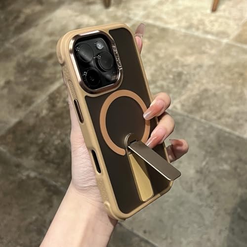 Coque TPU iPhone 15 Pro Max marron magnétique avec support et protection antichoc intégrée