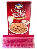 Classic Lunch Milk Crackers Bundle with (1) One 12.3oz Box of Heritage Mills Milk Crackers and (1) One 3qt (2.5L) Reusable Food Storage On The Go Snack Bag
